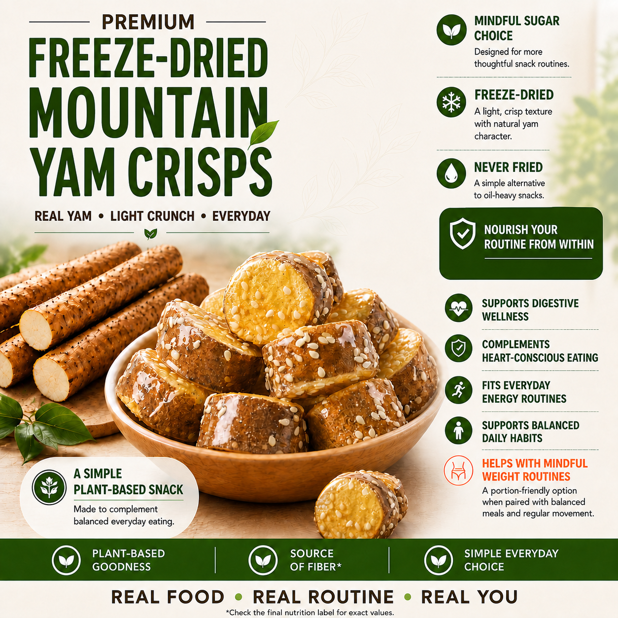Freeze-Dried Mountain Yam Crisps – Metabolism & Weight Loss Support Snack-CU