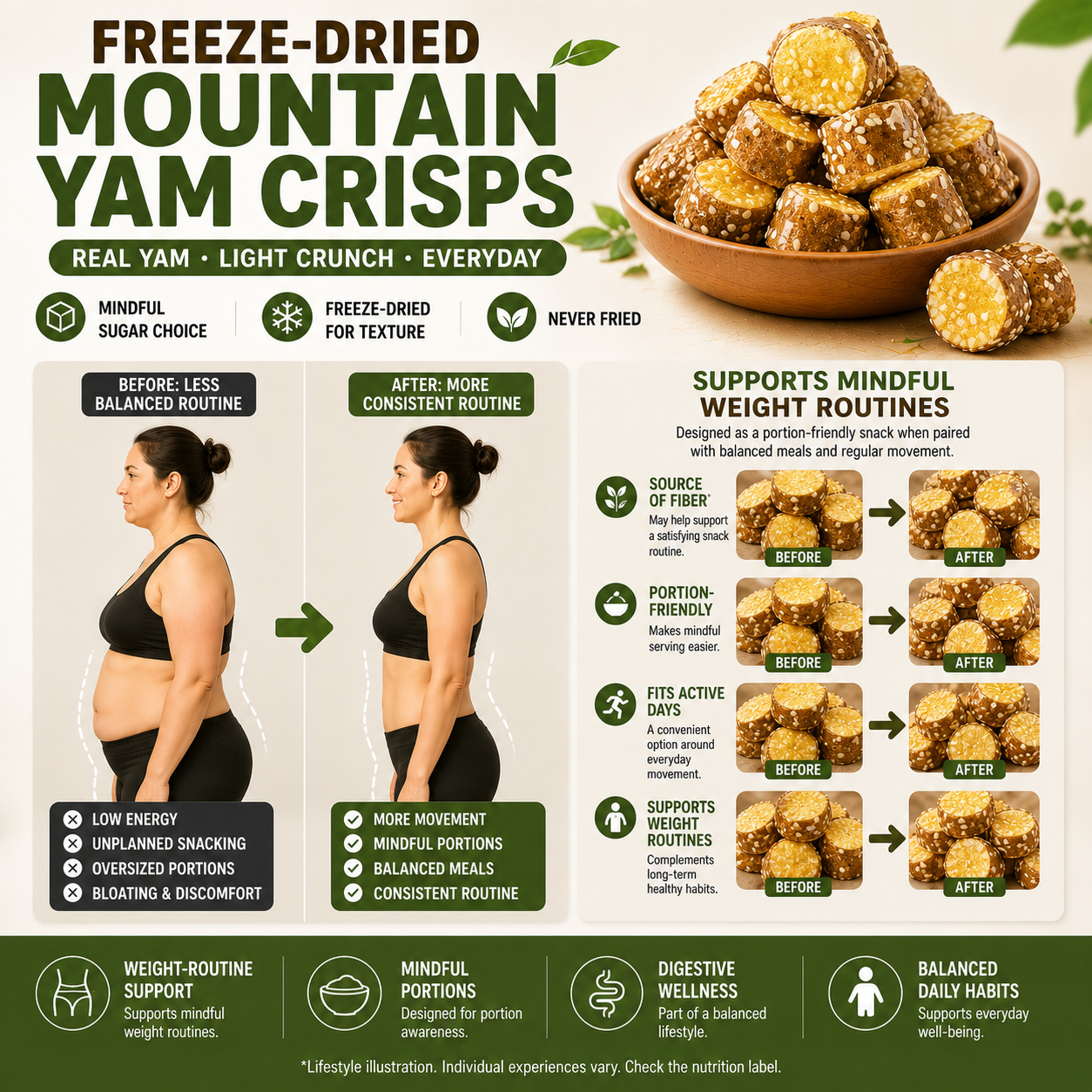 Freeze-Dried Mountain Yam Crisps – Metabolism & Weight Loss Support Snack-CU