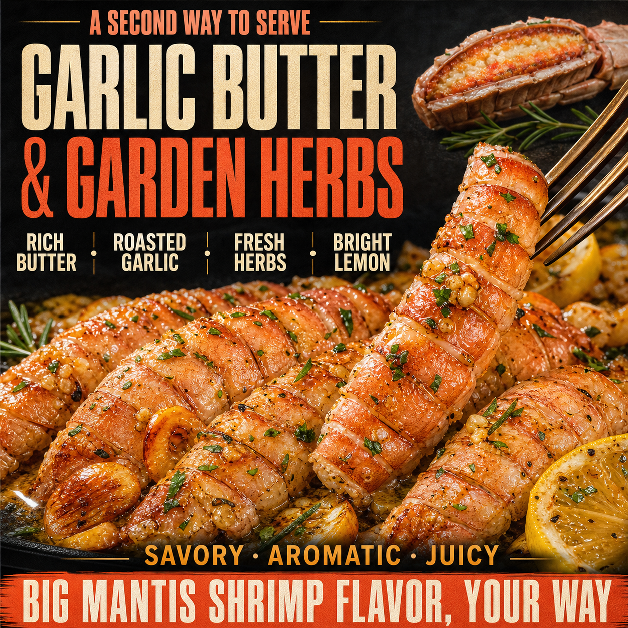 Wild-Caught Mantis Lobster Tails – P&D Garlic Butter & Herb Mantis-CU