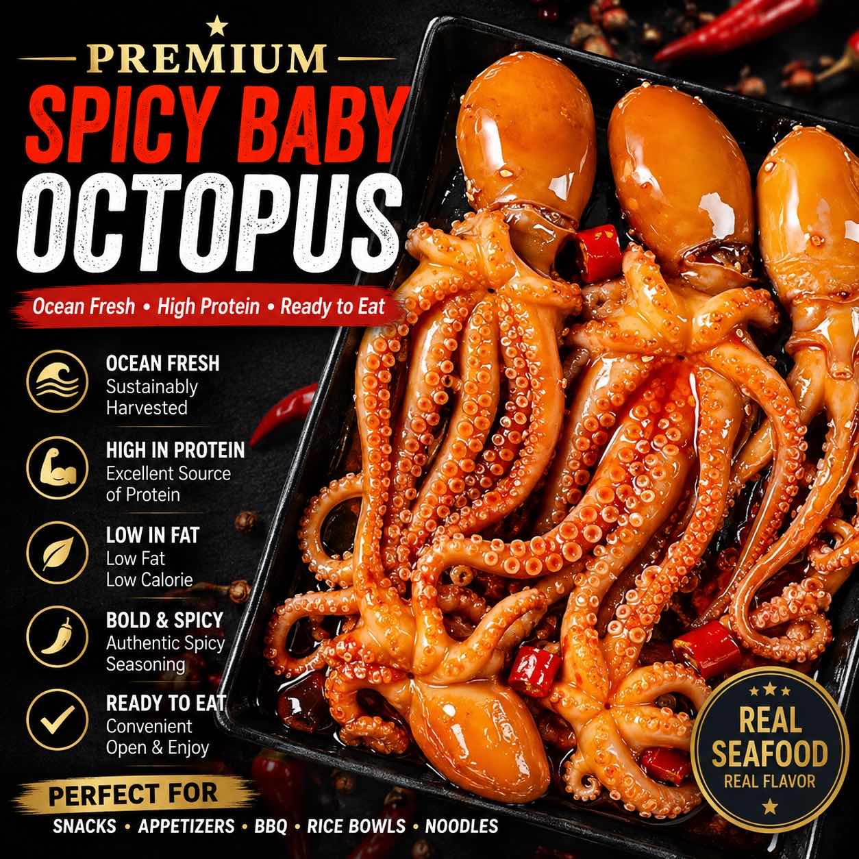Premium Spicy Octopus – Tender, Bold & Ready-to-Eat Seafood Snack-CU