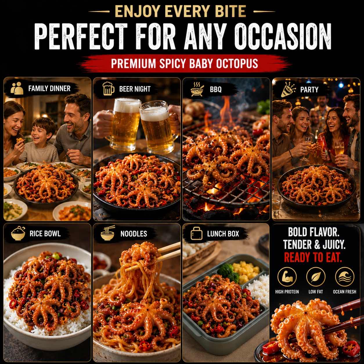 Premium Spicy Octopus – Tender, Bold & Ready-to-Eat Seafood Snack-CU