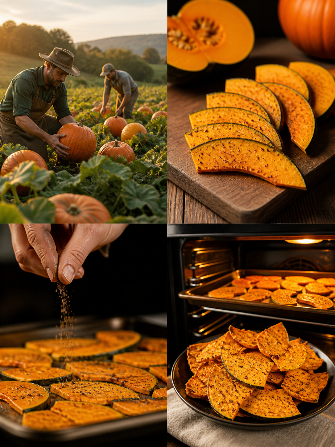 Pumpkin crisp selection slicing seasoning and baking process