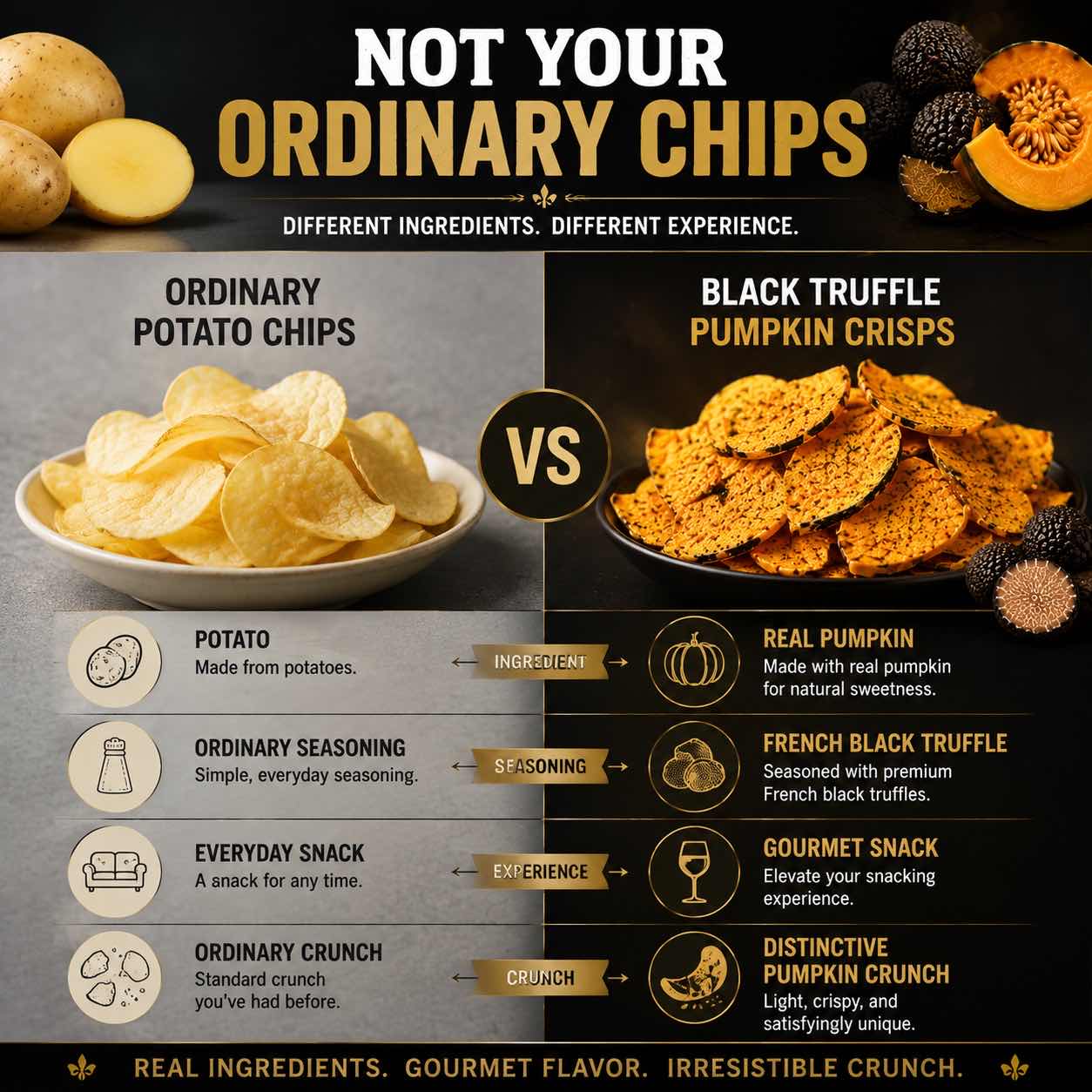 French Black Truffle Pumpkin Crisps – Oven-Baked Gourmet Snack-CU