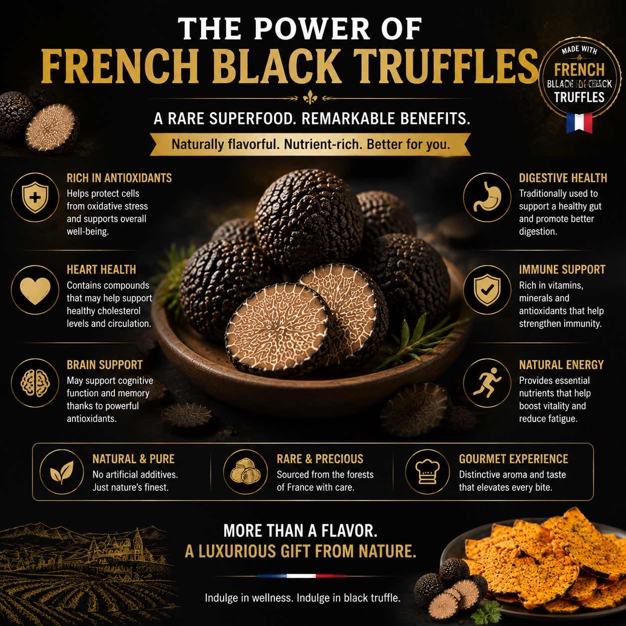 French Black Truffle Pumpkin Crisps – Oven-Baked Gourmet Snack-CU